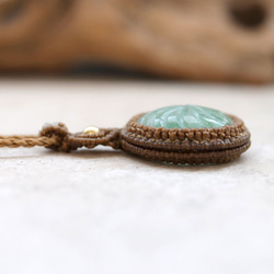 カービングアベンチュリン天然石マクラメネックレスmac369エスニックアジアンエキゾチックなアクセサリー 7枚目の画像