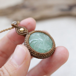 カービングアベンチュリン天然石マクラメネックレスmac369エスニックアジアンエキゾチックなアクセサリー 12枚目の画像