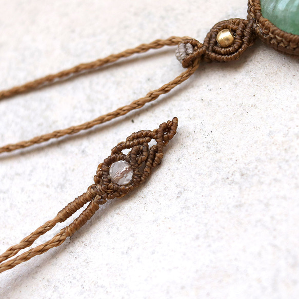 カービングアベンチュリン天然石マクラメネックレスmac369エスニックアジアンエキゾチックなアクセサリー 6枚目の画像