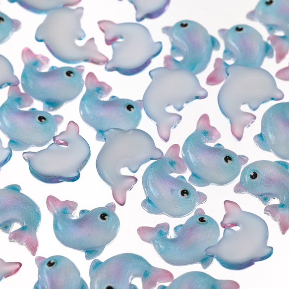 デコパーツ 海 イルカ 青 13mm 200個 カボション ネイル レジン