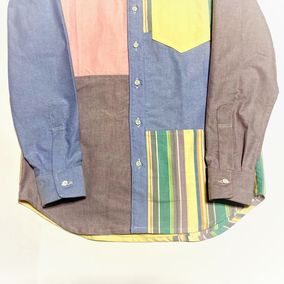 ★sale★メンズMサイズ☆カラフルパッチワーク☆オックスフォード☆ 5枚目の画像