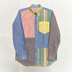 ★sale★メンズMサイズ☆カラフルパッチワーク☆オックスフォード☆ 3枚目の画像
