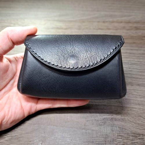 イタリアンレザーのミニ財布 アコーディオンウォレット ブラック