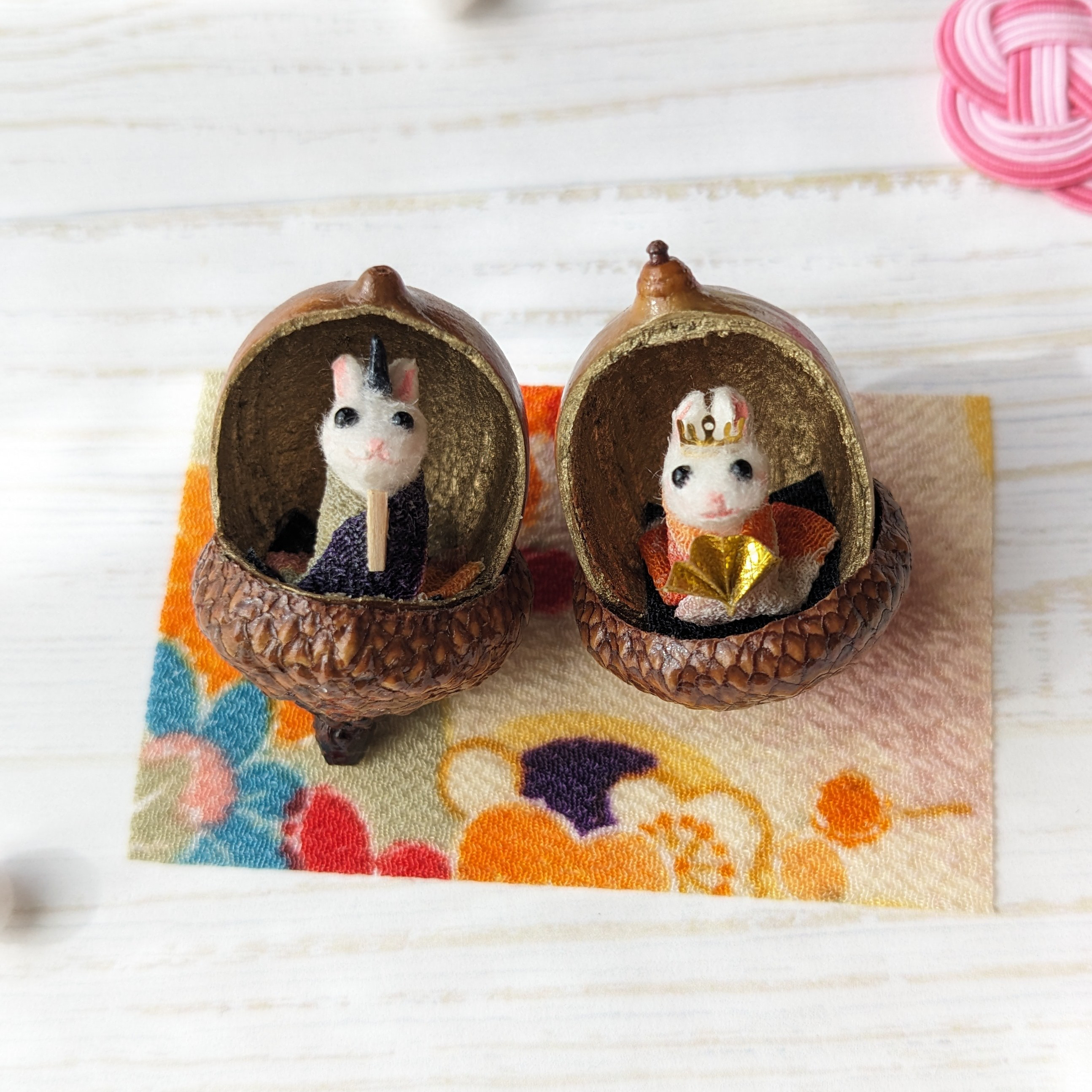 どんぐりアート♡桜タペストリー風ライト付きリース♡ どんぐりアート♡タペストリー風夜桜ライト付きリース♡ ♡新品