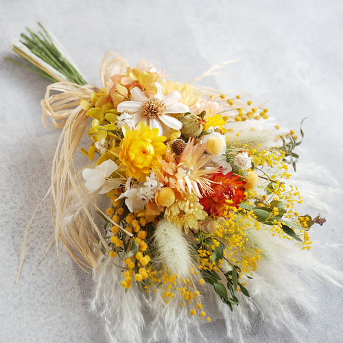 鮮やかyellowミモザのスワッグ② 受注生産】ミモザのスワッグ | Glanet collection