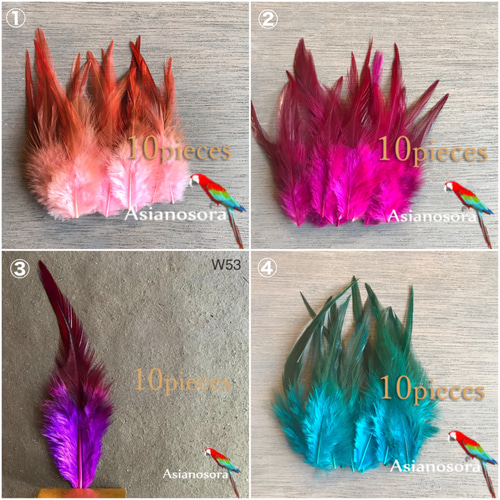 ❤️【W羽根 各色 10枚】❤️高品質 羽根 フェザー ハンドメイド 素材