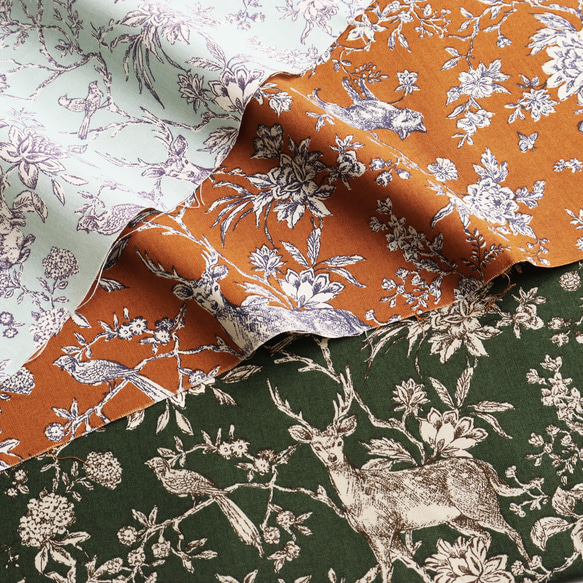 カットクロス『トワルドジュイ　Toile de Jouy　フォレスト　ライトブルー』～巾110cm×60㎝でカット済み～ 4枚目の画像