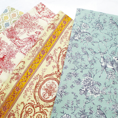カットクロス『トワルドジュイ Toile de Jouy フォレスト ライトブルー  