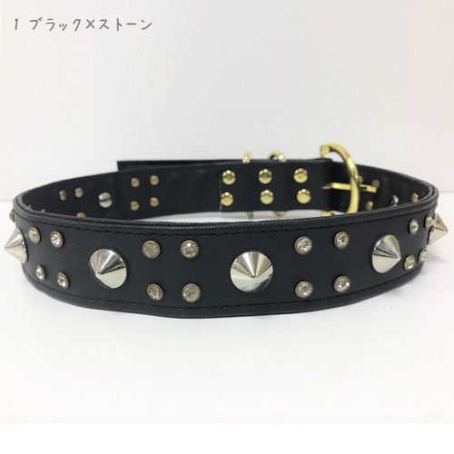 スタッズデザイン犬首輪（複数色）大型犬