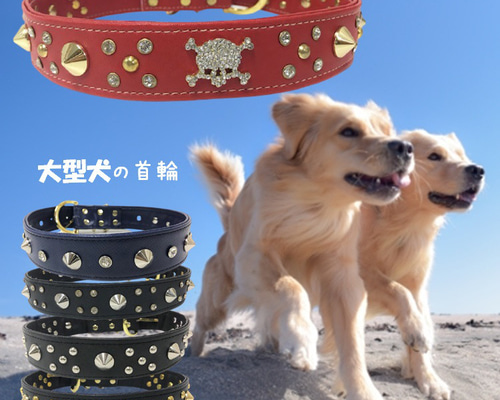 スタッズデザイン　犬　首輪（複数色）大型犬 スタッズデザイン 犬 首輪（複数色）大型犬