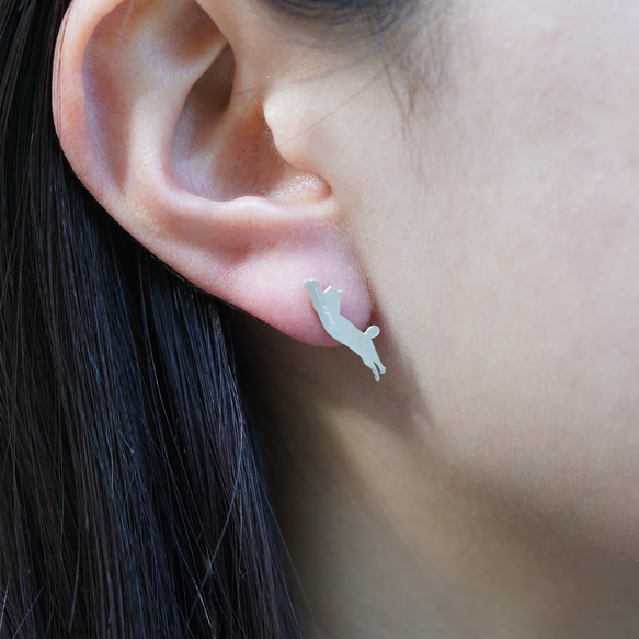 『nyan』 Pierced Earrings / SV925 ≪送料無料≫ 猫 ねこ ネコ 4枚目の画像