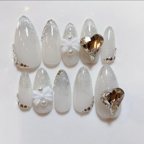 サイズオーダー マグネットフレンチ ネイルチップ 量産型 ガーリー  