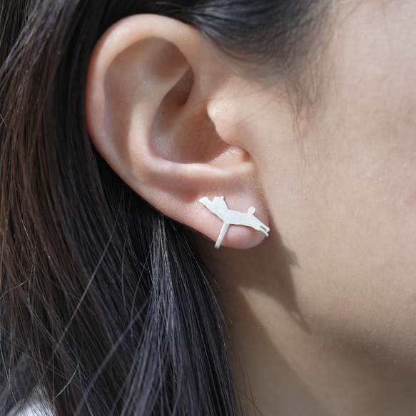 『nyan』 Nonhole Pierced Earrings / SV925 ≪送料無料≫ イヤリング 猫 ねこ ネコ 2枚目の画像