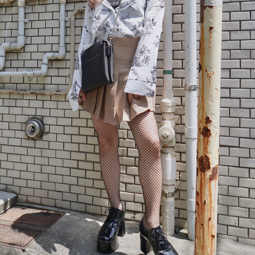Basic Pleats Mini Skirt (beige) ミニスカート ベージュ 薄茶
