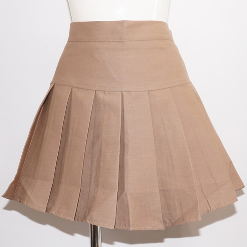 Basic Pleats Mini Skirt (beige) ミニスカート ベージュ 薄茶