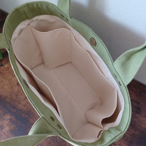 ポケットいっぱいトートバッグ ミントグリーン オリーブ Sサイズ