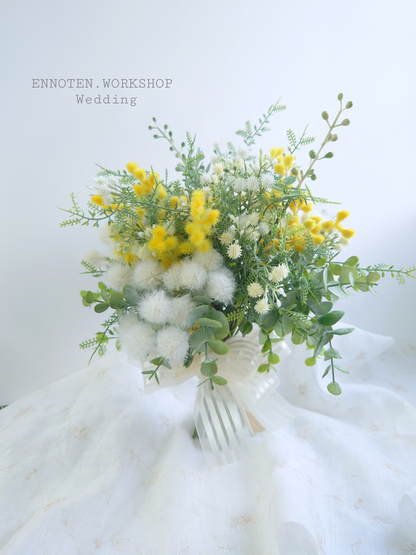 ミモザのドットブーケ【bouquet】アーティシャルフラワー 2枚目の画像