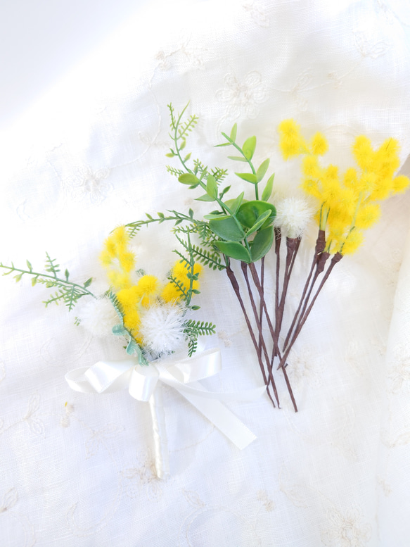 ミモザのドットブーケ【bouquet】アーティシャルフラワー 4枚目の画像