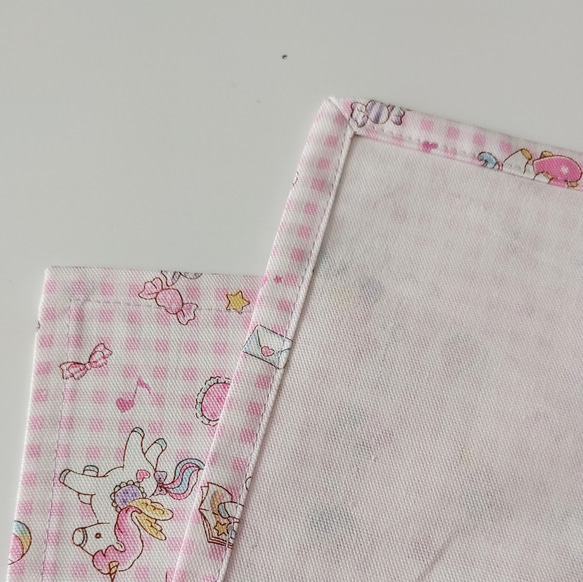 【大きめ】ランチョンマット＆給食袋　　ギンガムユニコーン（ピンク） 3枚目の画像