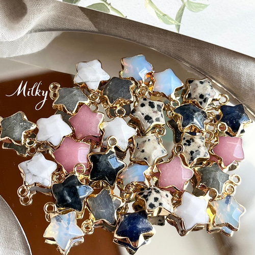 オパール 天然石 スター 星 チャーム 1点 オーロラ チャーム