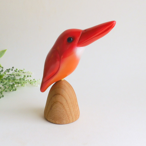 アカショウビン（木・鳥・置物 Fire bird / wooden animal