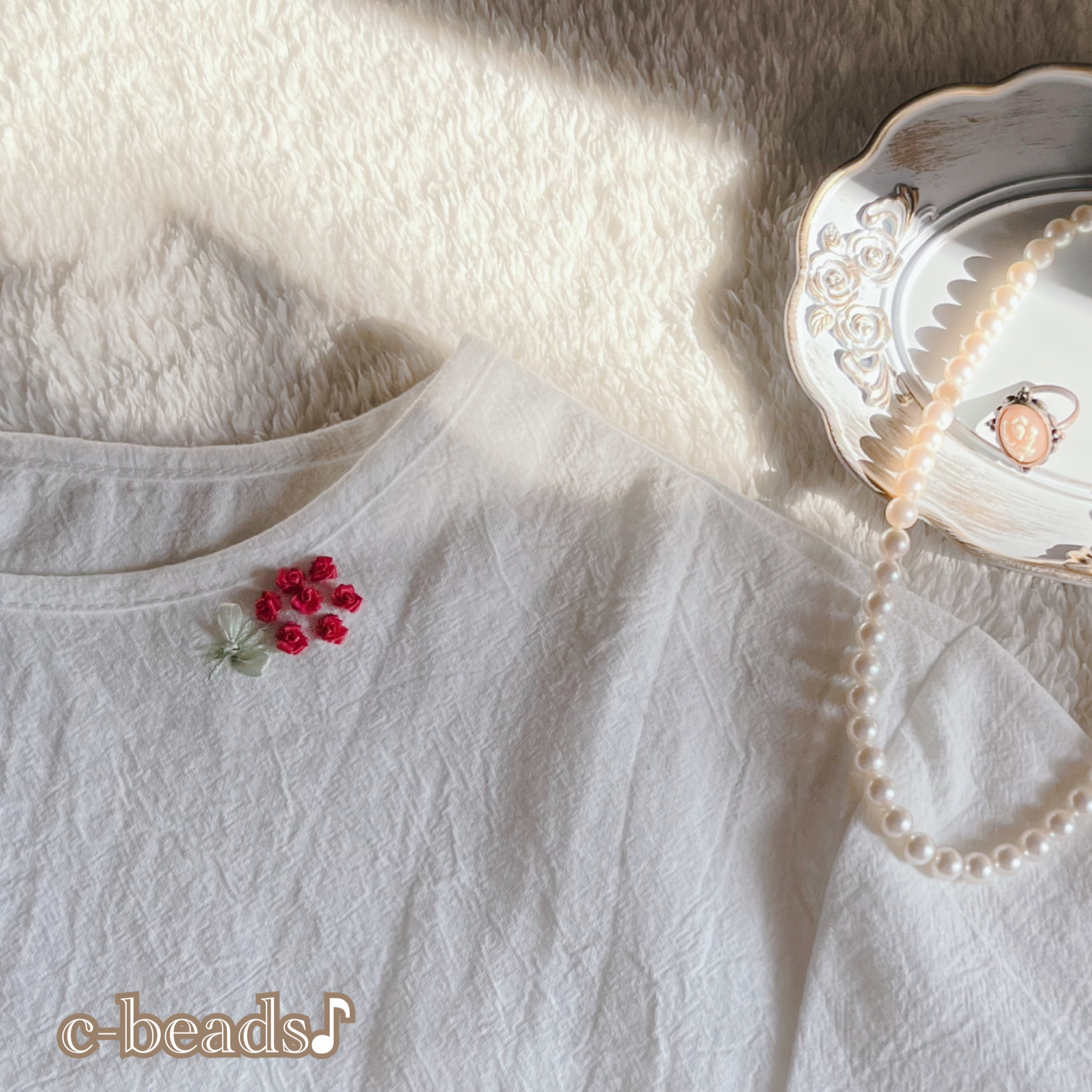 リボン刺繍 ブラウス 】 リボン刺繍 の ブラウス フリル ロング
