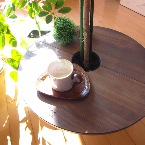 プランターテーブル 植木鉢 サイドテーブル 46 アカマツ ラウンド