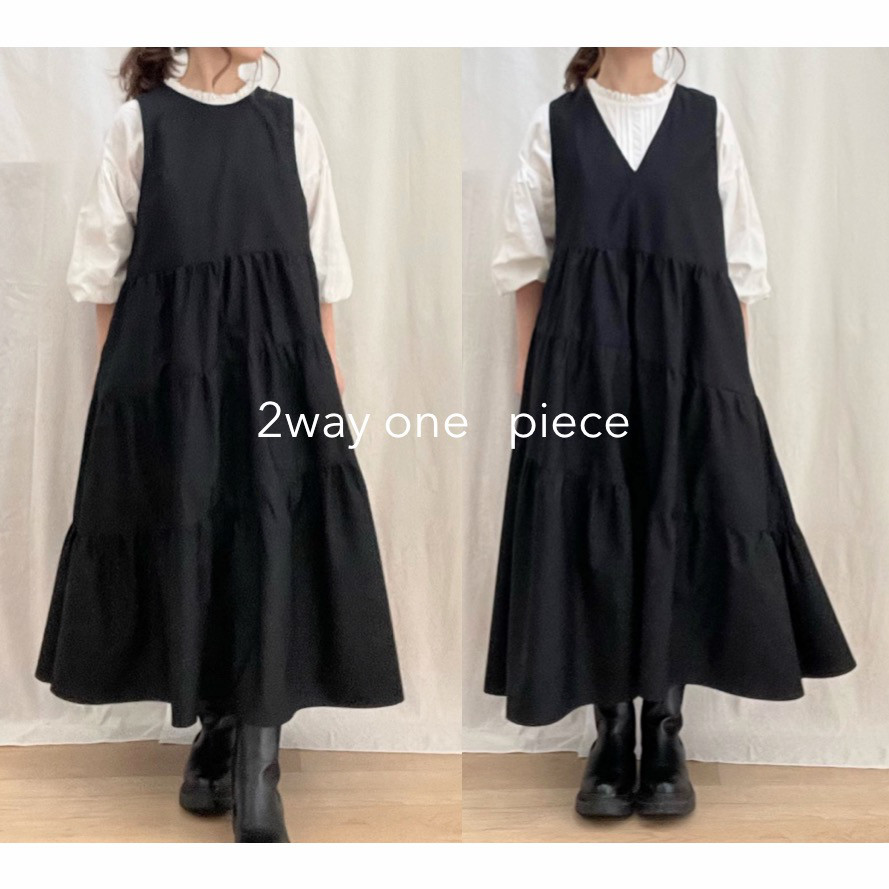 2wayななめティアードのノースリーブワンピース