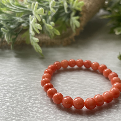 出産祝いNo.1】天然宝石珊瑚のベビーブレスレット（ピンク
