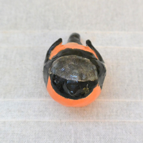 ジョウビタキ 鳥の置き物 オレンジ色 野鳥 オス 手作り陶芸 陶器の
