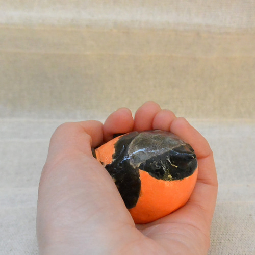 ジョウビタキ 鳥の置き物 オレンジ色 野鳥 オス 手作り陶芸 陶器の