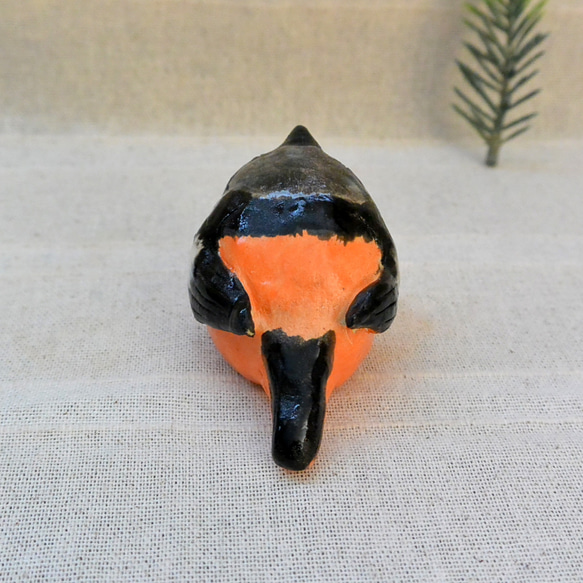 ジョウビタキ　鳥の置き物　オレンジ色　野鳥　オス　手作り陶芸　陶器のインテリア飾り　置物　小鳥 5枚目の画像