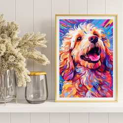 【Heavenly Life（天ノ国） - ゴールデンドゥードル犬 No.2】アートポスター 犬の絵 犬の絵画 8枚目の画像