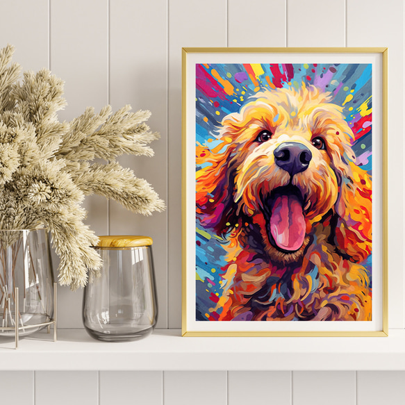 【Heavenly Life（天ノ国） - ゴールデンドゥードル犬 No.3】アートポスター 犬の絵 犬の絵画 8枚目の画像