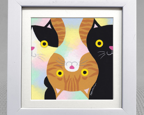 絵画「ボクはあたま　あたしはしっぽ」猫2匹青魚 6c84c3f5ef8086f180856fdb0c9451