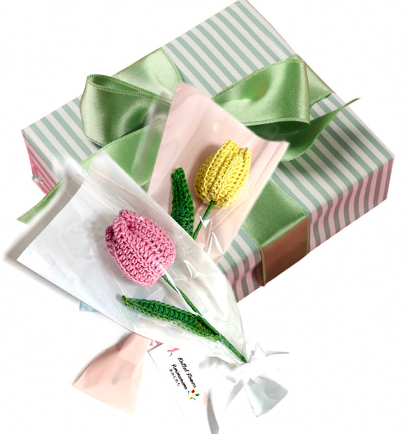 チューリップA 1本入り花束 枯れない花 かぎ針編み 入園入学 卒業 母