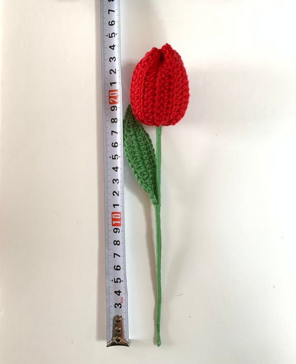 チューリップ　1本入りラッピング　編みぐるみ　枯れない花　かぎ針編み　プレゼント　受注製作 14枚目の画像