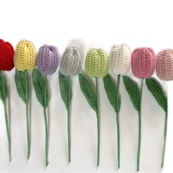 チューリップ　1本入りラッピング　編みぐるみ　枯れない花　かぎ針編み　プレゼント　受注製作 9枚目の画像