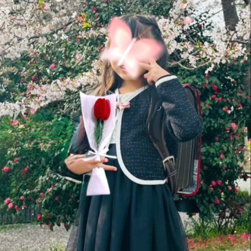 チューリップA 1本入り花束 枯れない花 かぎ針編み 入園入学 卒業 母