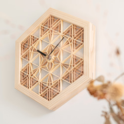 ＊組子細工の掛け時計＊　天然木　無塗装 2枚目の画像