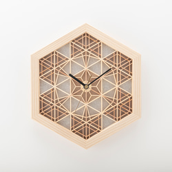 ＊組子細工の掛け時計＊　天然木　無塗装 3枚目の画像