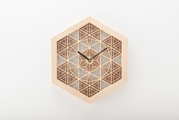 ＊組子細工の掛け時計＊　天然木　無塗装 3枚目の画像