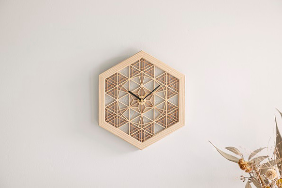 ＊組子細工の掛け時計＊　天然木　無塗装 1枚目の画像