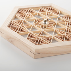 ＊組子細工の掛け時計＊　天然木　無塗装 5枚目の画像