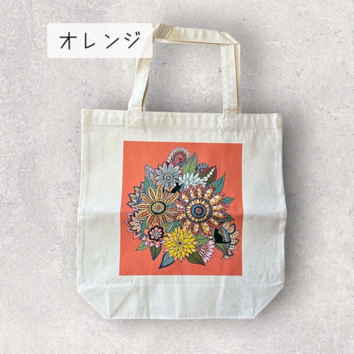 送料無料】アジアンフラワー×黒猫チャリティトートバッグ 厚手