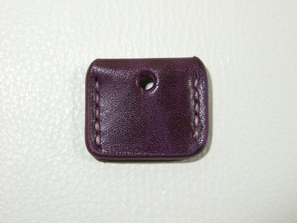 ルガト紫のキーカバー　ピンクステッチ 5枚目の画像