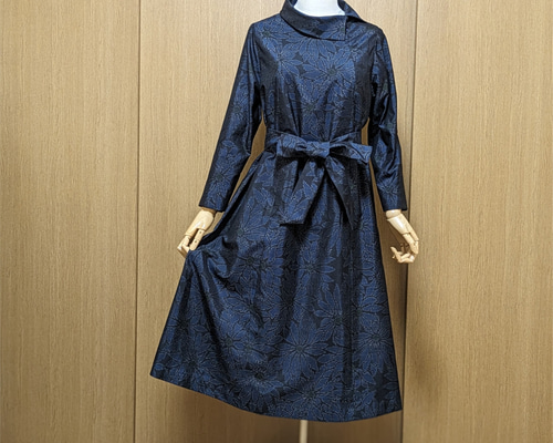 着物リメイク大島紬ボレロジャケットとワンピースのアンサンブル a30c59bbfc925e3b1bc1719588f2d8