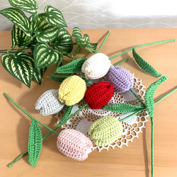 チューリップ3本　選べるお色　編みぐるみ　枯れない花　かぎ針編み　プレゼント　受注製作 11枚目の画像