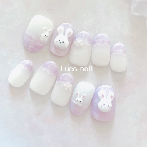 オーダーネイルチップ うさぎ①】ウサギネイル