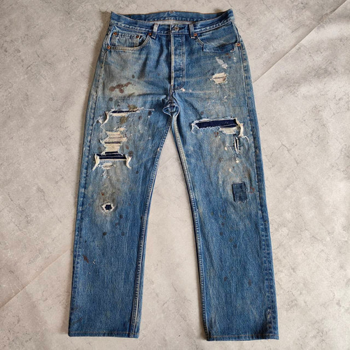 リメイクデニム　Levi's 501 USA デニムカバー W33表記 リペアカスタム usa製 リーバイス 501 リメイクデニム